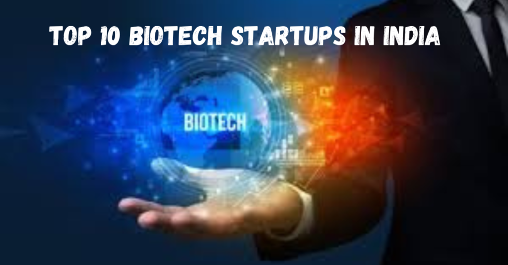 "Logos of top 10 biotech startups in India."