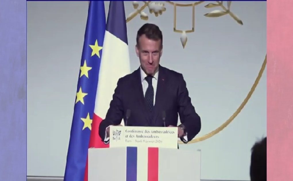 French President Emmanuel Macron during a formal event prior to his visit to India