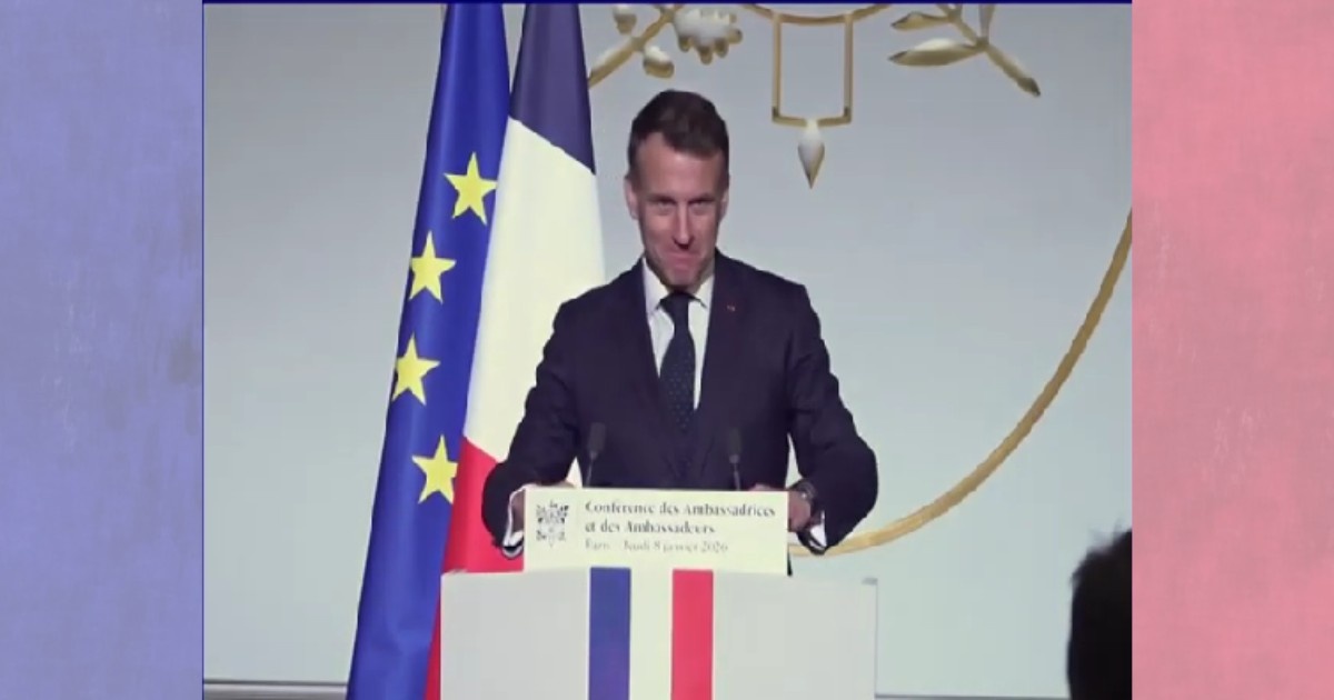 French President Emmanuel Macron during a formal event prior to his visit to India