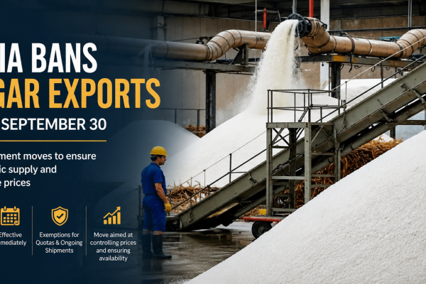 India Bans Sugar Exports Until September to Stabilise Domestic Supply and Prices