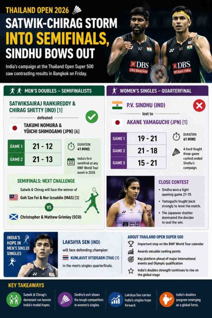 Satwik-Chirag Storm Into Thailand Open Semifinals as Sindhu Bows Out After Hard-Fought Quarterfinal