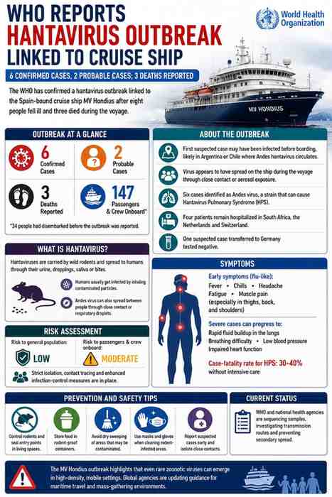 WHO Confirms Hantavirus Outbreak Linked to Cruise Ship After Multiple Illnesses and Deaths
