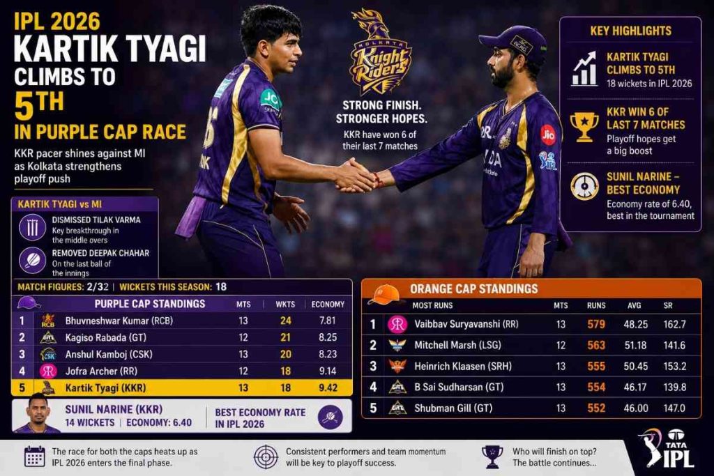 Kartik Tyagi’s Late-Season Surge Adds New Twist to IPL 2026 Purple Cap Race