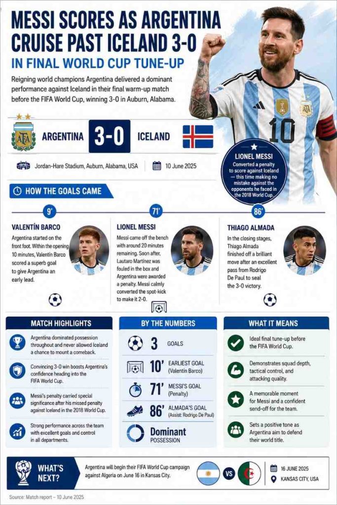 Argentina Finish World Cup Preparations in Style as Messi Scores in Convincing Win Over Iceland