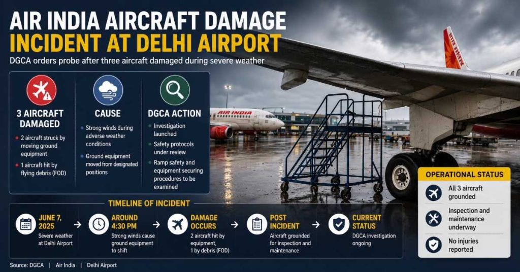 DGCA Orders Probe After Three Air India Aircraft Damaged During Severe Weather at Delhi Airport